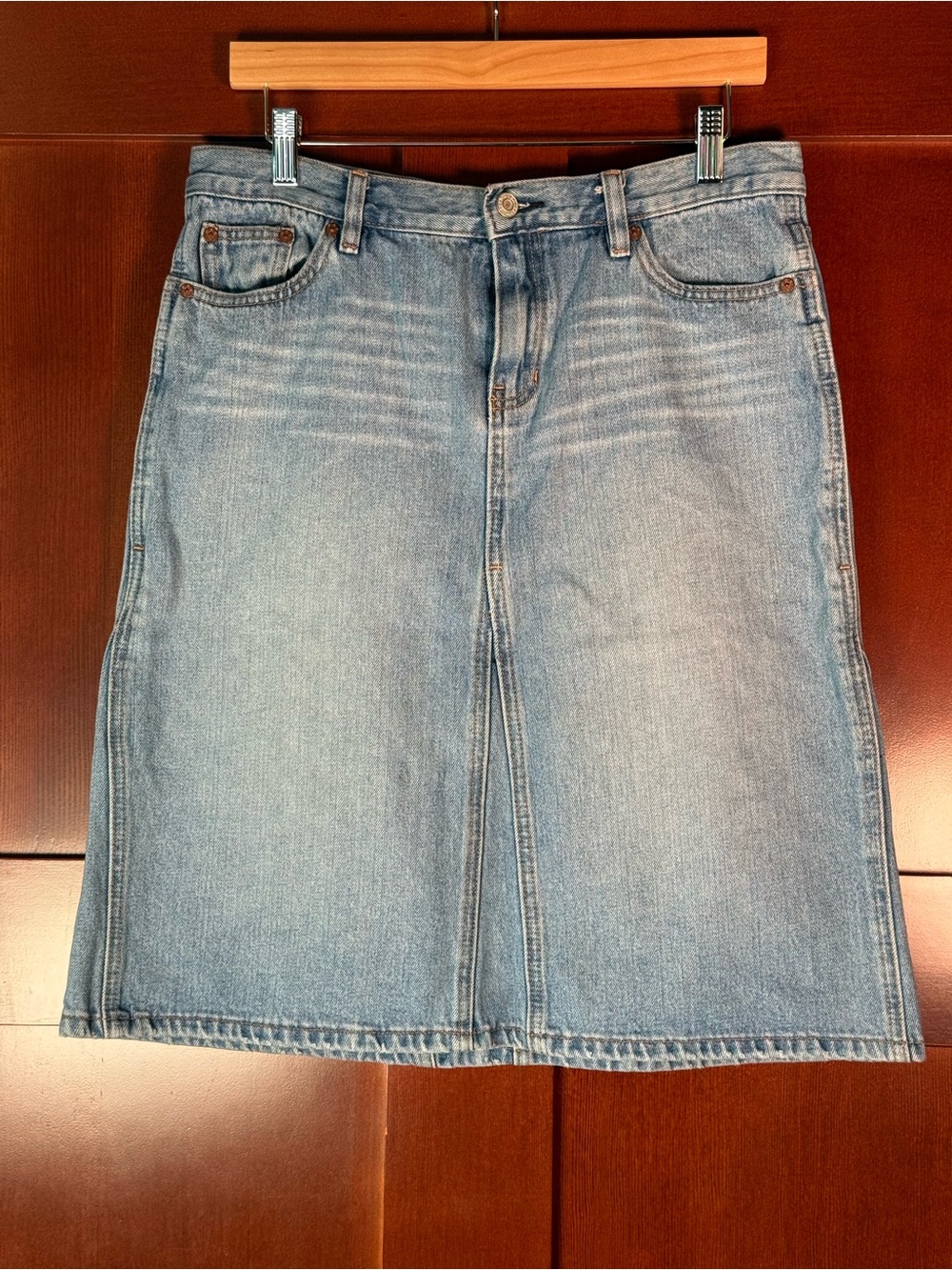 Gap Jeans Denim Skirt Womens 10 Light Wash A-Line Knee Length 5 Pocket Y2K